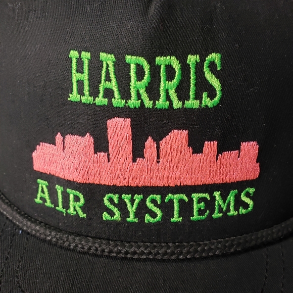Vintage Baseball Hat Neon Embroidery Harris Air Systems Retro Snapback Throwback - Picture 5 of 6